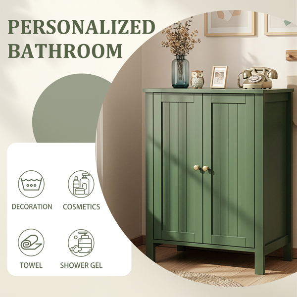 森林绿  密度板喷漆 竖纹 60*30*80cm 双门 浴室立柜-13