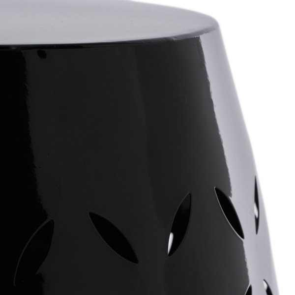 12英寸装饰边桌，圆柱形设计，适用于客厅、家庭房或玄关，工业风格，室内外均可使用的咖啡边桌，黑色。-4