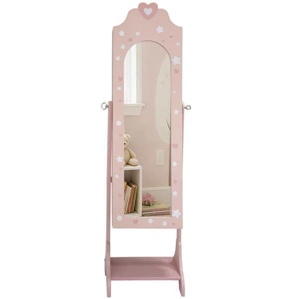 粉色 爱心元素 密度板 喷漆 1门1层架 儿童饰品镜柜-10