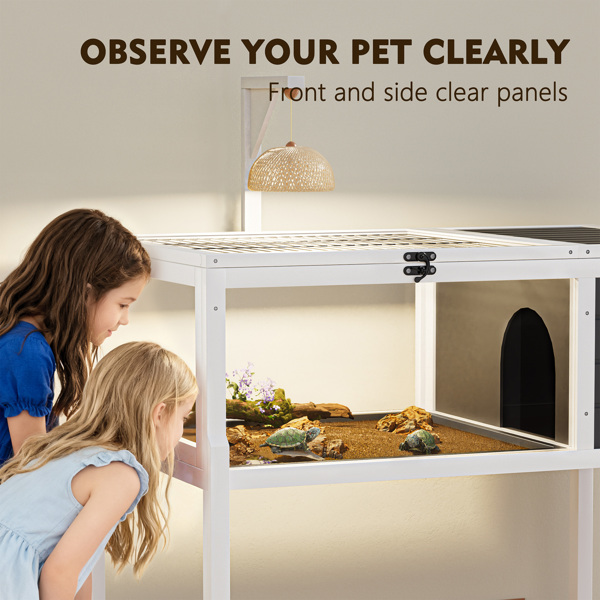 爬行动物栖息地乌龟屋，带灯座、大观察窗、防水托盘、可拆卸支腿，易于清洁的木制围栏，适用于乌龟、蜥蜴、壁虎和小型宠物，室内外均可使用。--不支持self-pick up且不支持指定仓库发货-14