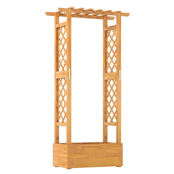 60英寸高的高架木制花园床，44磅的屋顶种植箱，带2个侧格，用于庭院后院-4