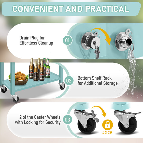 80QT  薄荷绿 上下可分离 冷冻保温推车 86*39*91cm   塑料箱体 铁脚管  冷冻保温  带单托盘-13