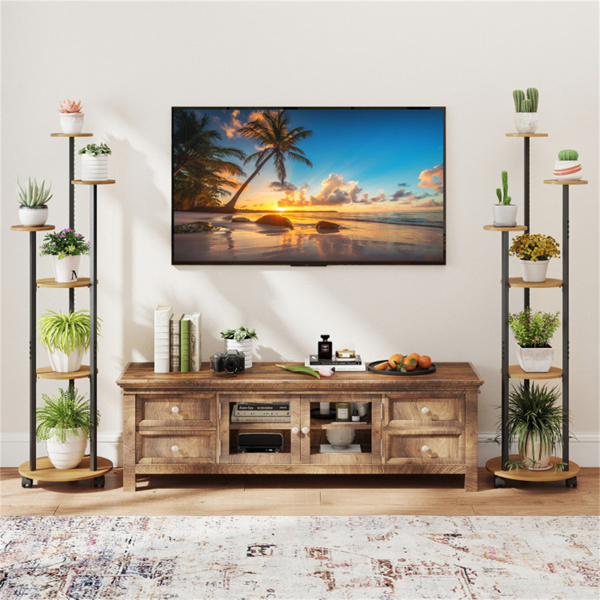 6层植物架，带RGB灯带、智能APP和远程控制植物架，用于家居装饰-自然色-10