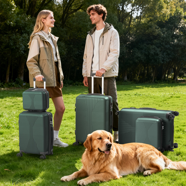 非TSA海关锁五合一 PP拉杆箱 12in 16in 20in 24in 28in PP 墨绿色-19