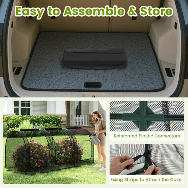 绿色108“x48”x47“花园作物笼，带高密度尼龙网，蔬菜和花卉带拉链门的植物保护帐篷-6