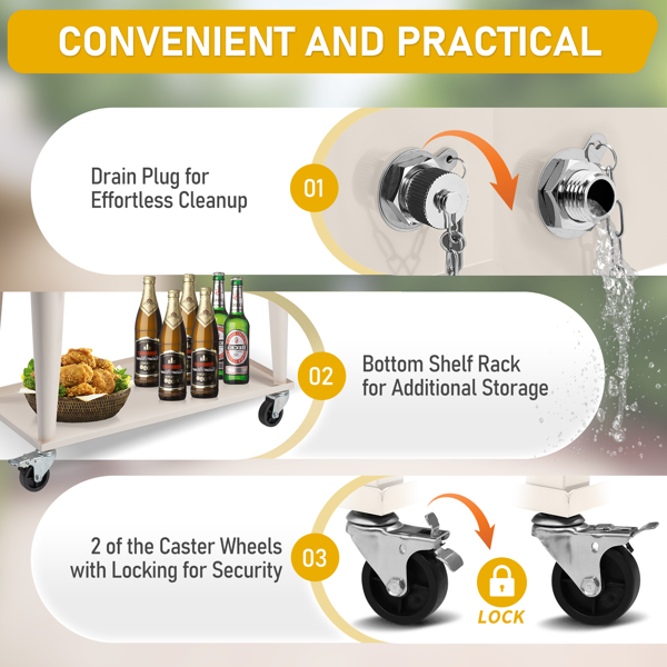 80QT 奶白色 冷冻保温推车 87.5*38.5*91cm 长方形 塑料箱体 铁脚管 冷冻保温-3