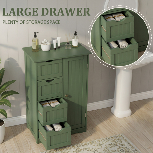 森林绿  密度板喷漆+三胺贴面 竖纹 56*30*82.5cm  4抽 1门 浴室立柜-11