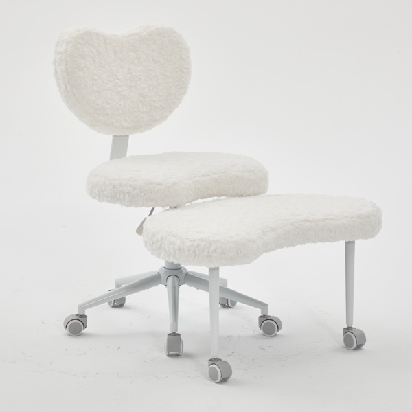 人造兔毛冥想椅加强版，带轮盘腿椅，ADHD椅，交叉式办公椅，带腰部支撑和可调节凳子，灵活设计，适合坐立不安的人，米色-19