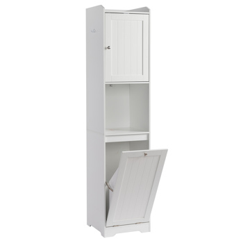 白色 刨花板三胺贴面 竖纹 40*40*180cm 1门+带无纺布收纳袋下翻门抽 浴室立柜