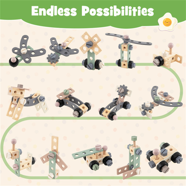 二合一木制儿童工具凳和滚轮车，适合3岁幼儿的假装游戏工作室玩具+-6