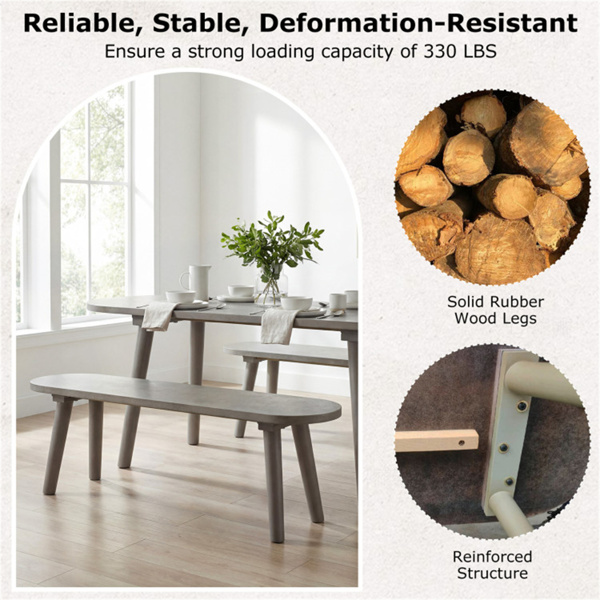 43英寸农舍风格灰色木制长凳，防刮擦防水餐厅长凳，可供2人使用-8