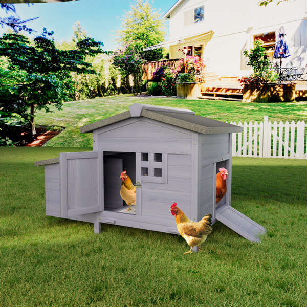 户外散养式木制鸡舍，配备沥青屋顶、防漏可抽出式托盘、安全防捕食设计、方便取用的产蛋箱以及多个前门和侧门。--不支持self-pick up且不支持指定仓库发货-3