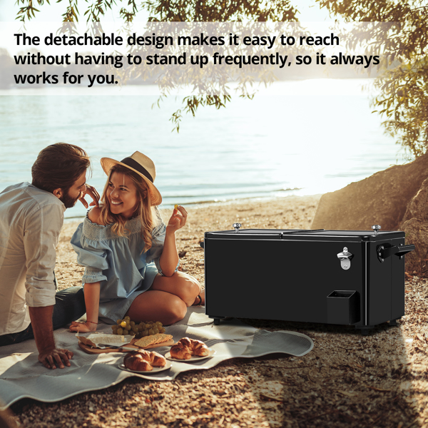 80qt 黑色 冷冻保温推车 86*39*91cm 长方形 塑料箱体 铁脚管 冷冻保温 上下可分离-13