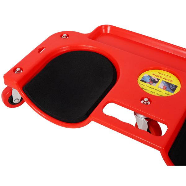 带滚轮的耐用护膝架，配有360度旋转脚轮和工具托盘，适用于车库、工作室、花园，红色-9