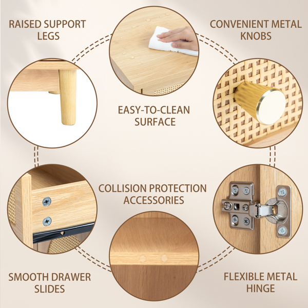 原木色   刨花板三胺贴面带藤面 60*30*80cm 1抽2门 浴室立柜-16