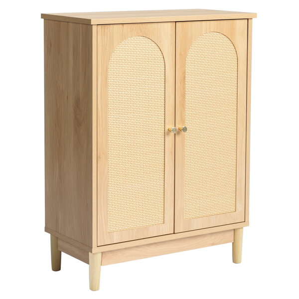 原木色   刨花板三胺贴面带藤面 60*30*80cm  双门 浴室立柜-5