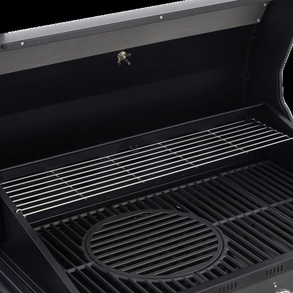 六燃烧器丙烷燃气烧烤炉，带侧炉，72000 BTU功率输出，不锈钢材质，配备铸铁烤架和侧边置物台，适用于户外烹饪、厨房和庭院后院。-21