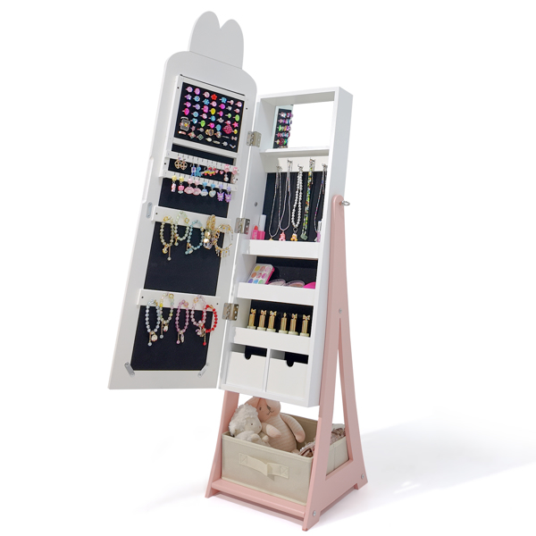 白色 兔子元素 密度板 喷漆 1门1布抽 儿童饰品镜柜-11