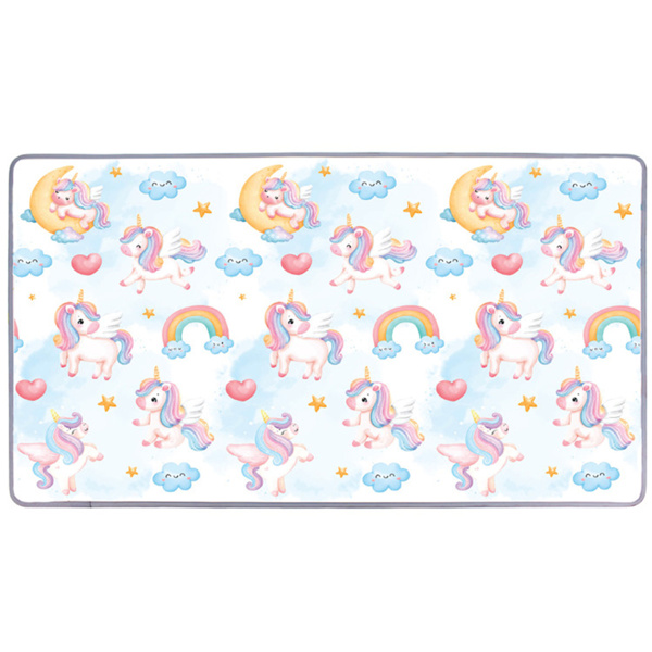 防水独角兽印花婴儿玩具笔垫卷起式便携式泡沫垫，适用于室内外爬行和玩耍-2
