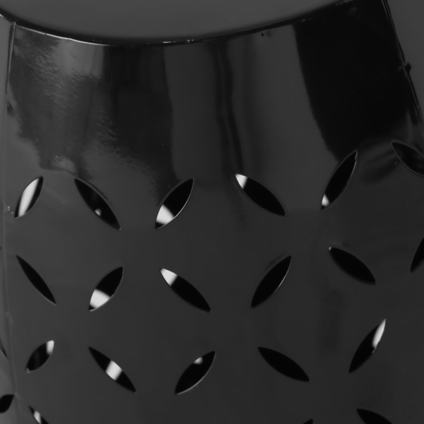 12英寸装饰边桌，圆柱形设计，适用于客厅、家庭房或玄关，工业风格，室内外均可使用的咖啡边桌，黑色。-11