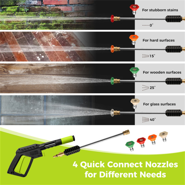 绿色2300 PSI电动高压清洗机，带4个快速连接喷嘴和肥皂瓶，1900W大功率清洗机，适用于车道露台-9