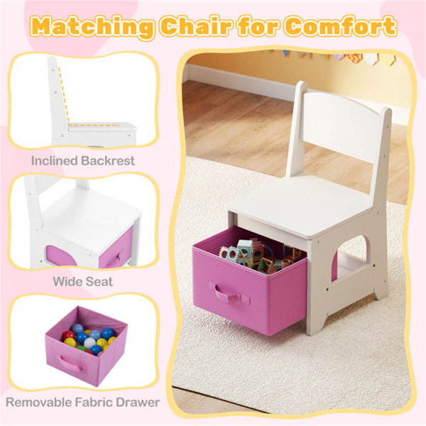 二合一儿童梳妆台和写字台套装-LED照明防碎镜（3种颜色模式），白色-11