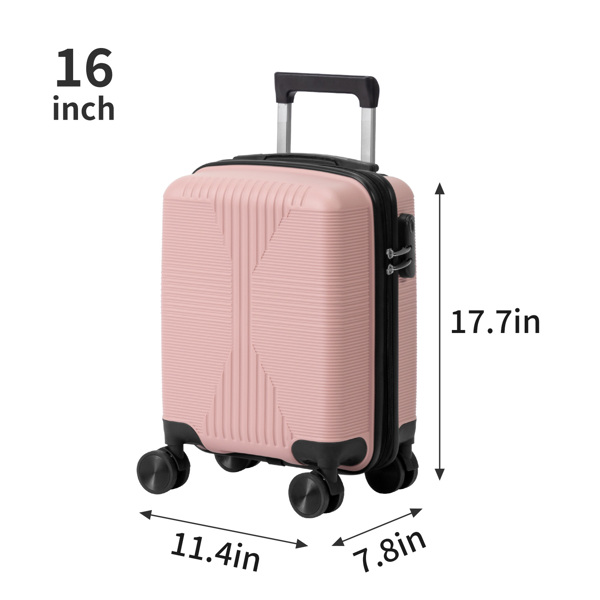 非TSA海关锁五合一 PP拉杆箱 12in 16in 20in 24in 28in PP 玫瑰色-6