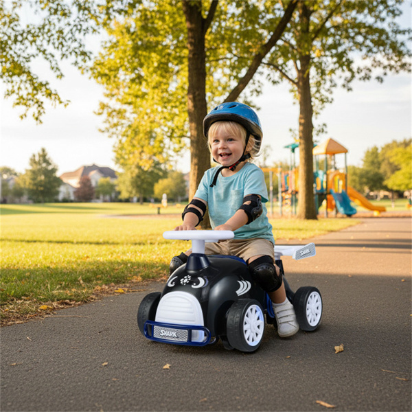 儿童乘坐带音乐功能的滑动车，3个主题坐式滑板车玩具，可玩19-36个月（鲨鱼）-9