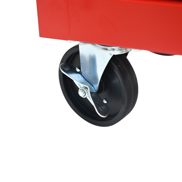 四抽屉多功能工具车，带轮金属滚动工具车，适用于车库、工作室、仓库、维修店——带不锈钢顶棚——红黑配色-15