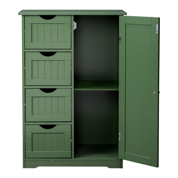 森林绿  密度板喷漆+三胺贴面 竖纹 56*30*82.5cm  4抽 1门 浴室立柜-15