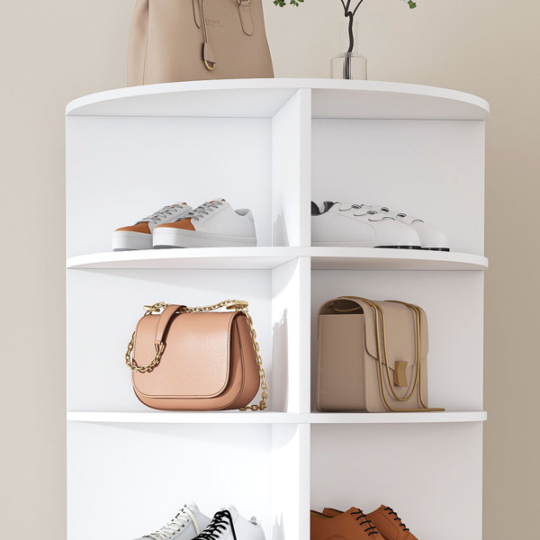 旋转式鞋架塔，7层旋转收纳架，独立式360°旋转鞋子收纳器，可容纳28双鞋（7层，白色）-12