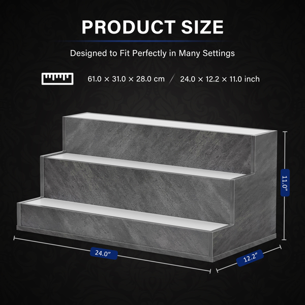 LED 发光酒瓶展示架，24 英寸吧台展示架，可定制发光酒瓶架，带手机APP和遥控器控制，三层独立式设计，适用于家庭酒吧、派对，灰色-5