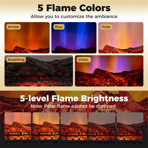 26英寸智能电壁炉原木套装-兼容Alexa/谷歌，5种火焰颜色和1500W加热器-10