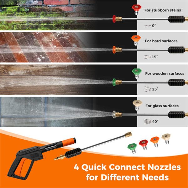 橙2300 PSI电动高压清洗机，带4个快速连接喷嘴和肥皂瓶，1900W大功率清洗机，适用于车道露台-7