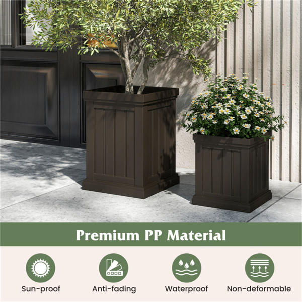 2套可堆叠的PP花盆，带高效排水孔，耐风雨花盆，适用于室内外使用-7