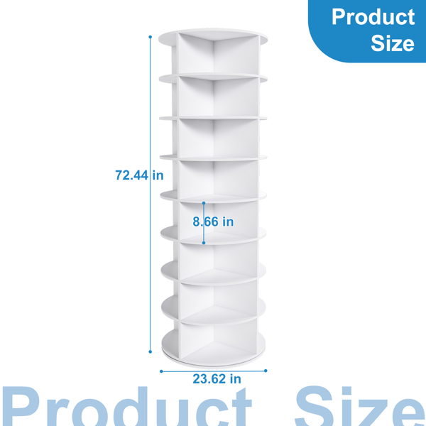 旋转式鞋架塔，8层旋转收纳架，独立式360°旋转鞋子收纳器，可容纳32双鞋（8层，白色）-15
