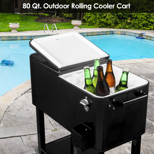 80qt 黑色 冷冻保温推车 86*39*91cm 长方形 塑料箱体 铁脚管 冷冻保温 上下可分离-19