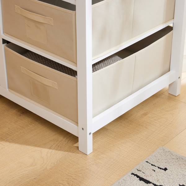 白色 油漆面 松木 木框 顶部可拆卸 87*53*87.5cm 儿童木床 3布抽+1布袋 换尿布台-15