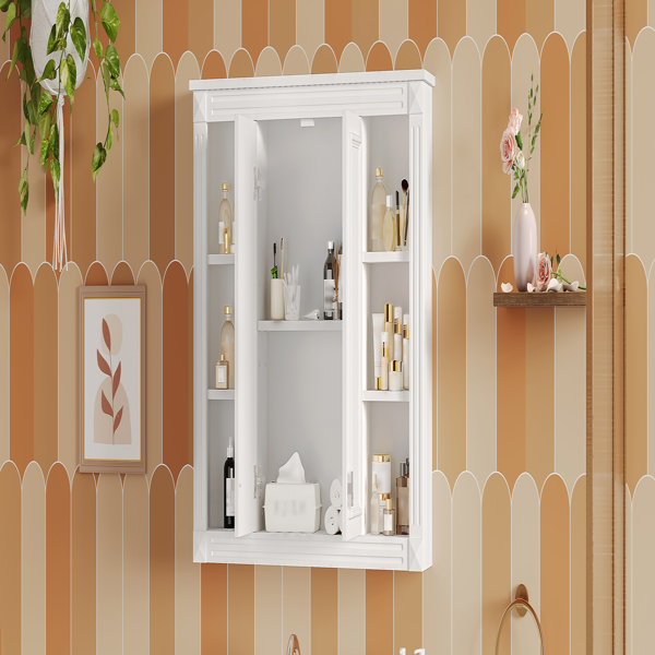 36英寸 x 28英寸药柜，壁挂式浴室储物柜，带1个可调节搁板，适用于浴室的壁挂式药柜，配备缓闭式铰链和推拉式柜门。-12