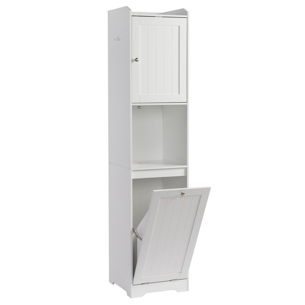 白色 刨花板三胺贴面 竖纹 40*40*180cm 1门+带无纺布收纳袋下翻门抽 浴室立柜-1