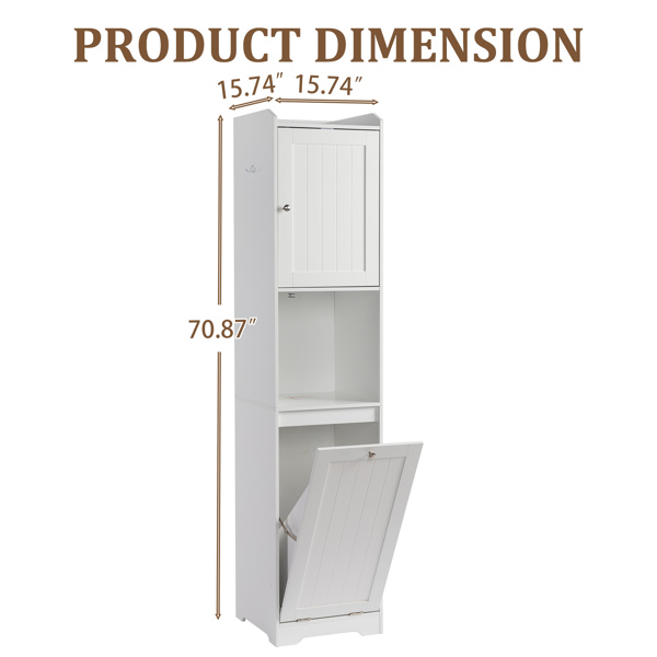 白色 刨花板三胺贴面 竖纹 40*40*180cm 1门+带无纺布收纳袋下翻门抽 浴室立柜-2