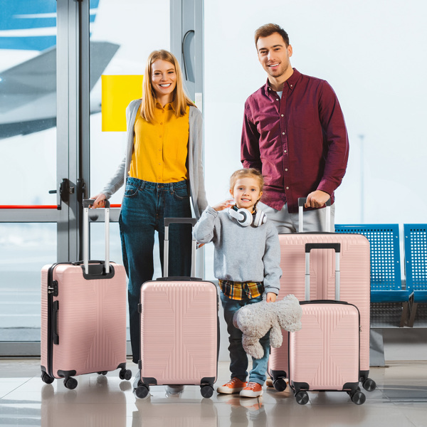 非TSA海关锁四合一 PP拉杆箱 16in 20in 24in 28in PP 玫瑰金色-14