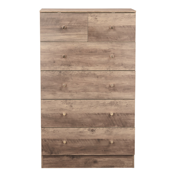 R279-9灰色 刨花板 贴麻面三胺 66*40*111cm 4+2抽 抽屉柜 哑金把手-3