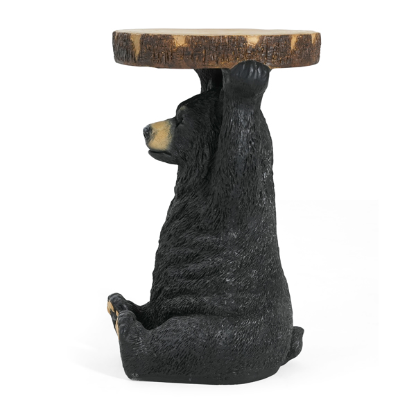 黑熊边桌/底座角几/凳，MGO熊雕像手绘雕塑，适用于家居、办公室、客厅和户外装饰，无需组装--不支持self-pick up-13