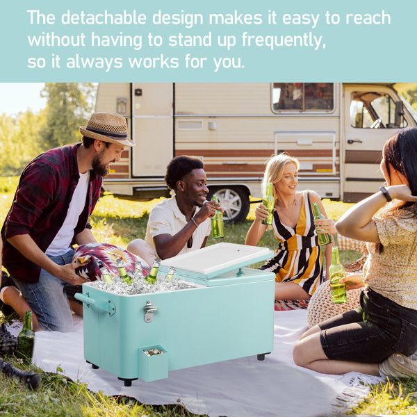 80QT  薄荷绿 上下可分离 冷冻保温推车 86*39*91cm   塑料箱体 铁脚管  冷冻保温  带单托盘-7