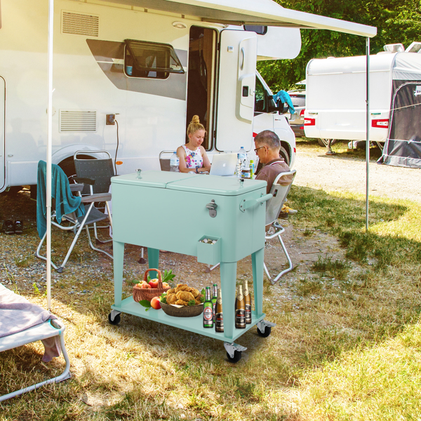 80qt 薄荷绿 冷冻保温推车 91*84.5*38.5cm 长方形 塑料箱体 冷冻保温 N001-43