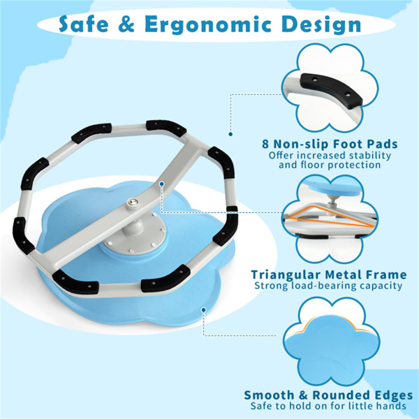 蓝色大象设计儿童坐转椅，3岁以上儿童易于组装的感官玩具-7
