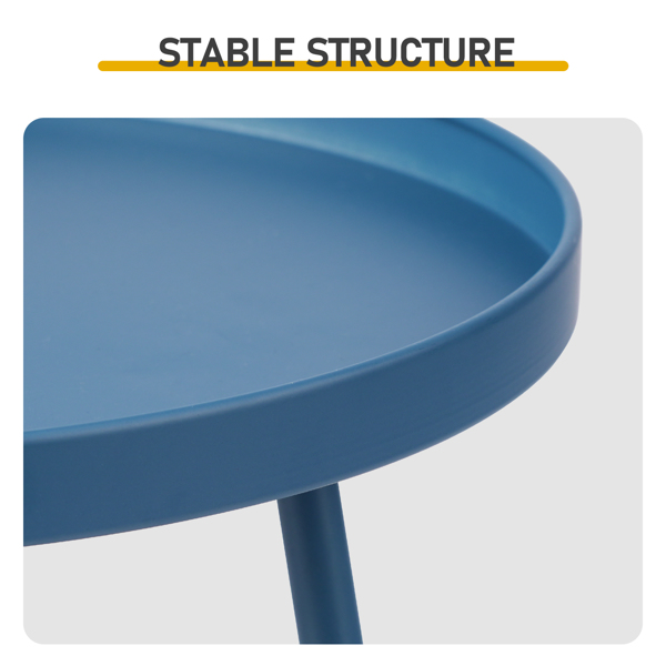 38.5*38.5*51cm 梯形 海军蓝色 双层圆盘 庭院铁边桌-8
