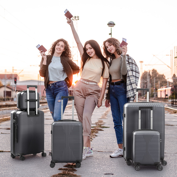 非TSA海关锁五合一 PP拉杆箱 12in 16in 20in 24in 28in PP 深灰色-13