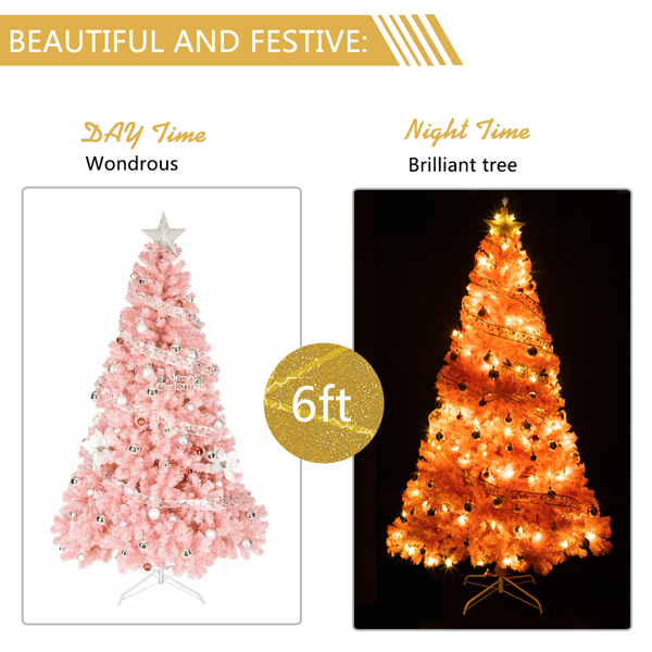 6ft 粉色 1000枝头 PVC材质 圣诞树-33